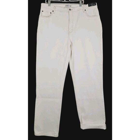 ABERCROMBIE & FITCH~Woman Plus Sz 35/20~Ivory Curve Love The 90s Straight Jeans. - Picture 9 of 16